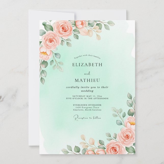 Convites Mint Green Breathtaking Spring Wedding (Frente)