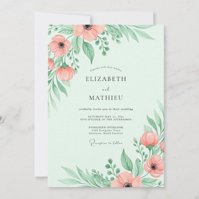 Convites Mint Green Breezy Spring Wedding (Frente)