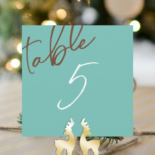 Convites Mint Green, Brown Wedling Table Number