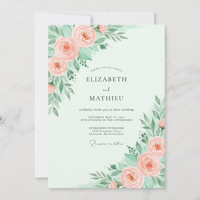 Convites Mint Green Dainty Spring Wedding (Frente)