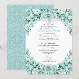 Convites Mint Green Floral Quinceanera Birthday