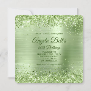 Convites Mint Green Glitter Brushing Foil 60º Aniversário