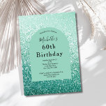 Convites Mint Green Glitter Glam Bling 60th Birthday<br><div class="desc">Glam e Bling com brilho verde de menta para a 60ª festa de aniversário. Aqui está o convite perfeito para enviar aos seus amigos e familiares. Todos os campos são editáveis para fazer o convite seu. Disponível como download impresso ou digital. Pode ser usado por qualquer ano.</div>