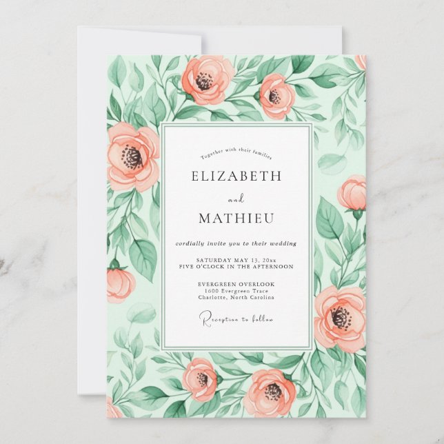 Convites Mint Green Picturesque Spring Wedding (Frente)