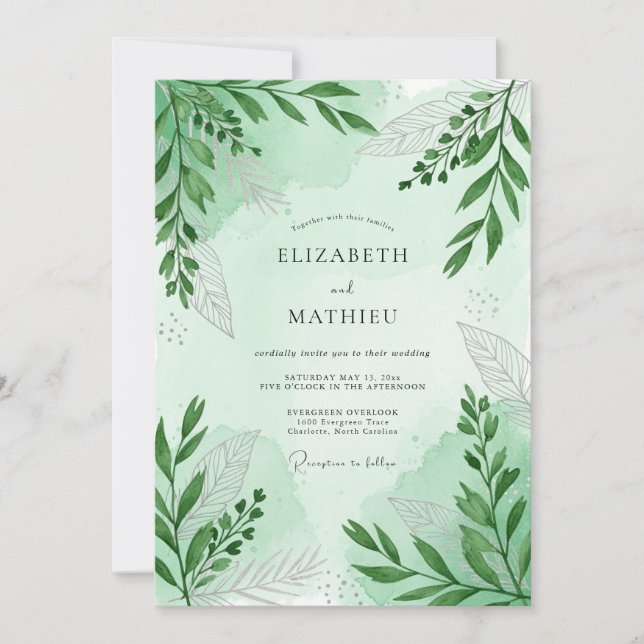 Convites Mint Green Serene Woodland Wedding (Frente)