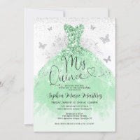 Mint Green Silver Dress Mis Quince Quinceañera