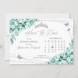 Convites Mint Green & Silver Quinceañera Salve A Data