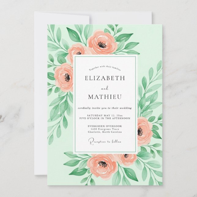 Convites Mint Green Sumptuous Spring Wedding (Frente)