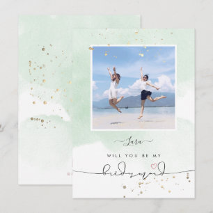 Convites Mint Green Watercolor Você Será A Bridesmaid