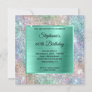 Convites Mint Iridescent Diamond Studded Foil 60º Anivers