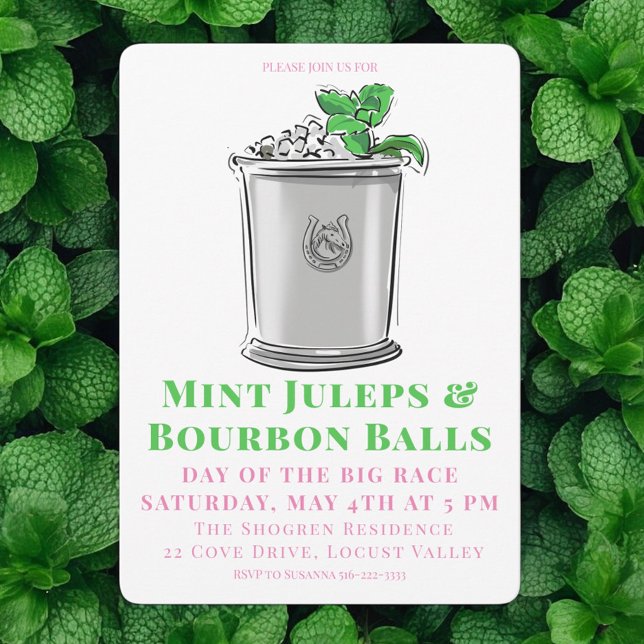 Convites Mint Julep Bourbon Balls Horse Race Derby (Criador carregado)