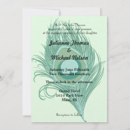 Convites Mint Peacock Feather Wedding