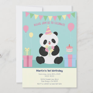 Convites Mint & Pink - design de Panda