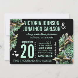 Convites Mint Succulent Modern Wedding