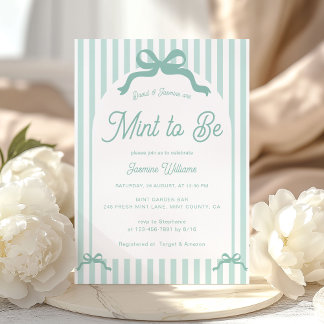 Convites Mint To Be Bow Stripes Bridal Shower