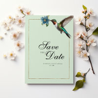 Mint verde-ouro, beija-flor colorida Salvar a Data