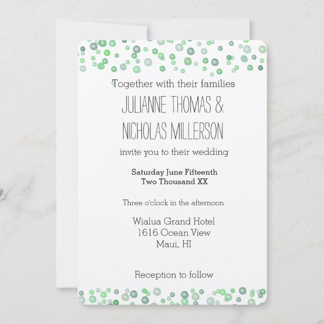 Convites Mint Watercolor Confetti Wedding (Frente)