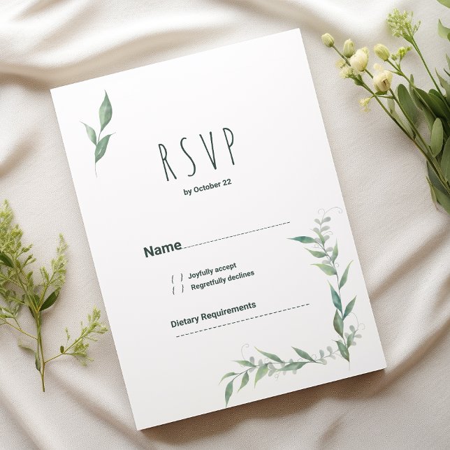Convites Mint watercolor greenery Wreath RSVP (Mint watercolor greenery wreath RSVP)