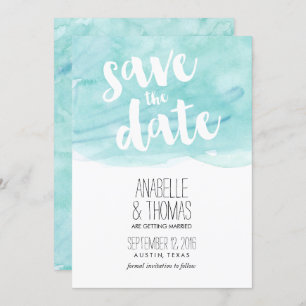 Convites Mint Watercolor Wedding Salvar a Data