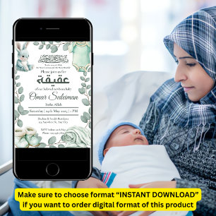 Convites Minúscula Verde Coisa Muçulmana Aqiqah