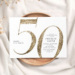 Convites Minúsculo minimalista moderno brilho do ouro 50 an<br><div class="desc">O moderno minimalista 50º convite de aniversário apresenta o na moda faux gold glitter number 50 e os detalhes do seu partido em serif clássico, simples e elegante convite para o aniversário do marco de surpresa do excelente. a cor de fundo pode ser alterada para qualquer cor da sua escolha....</div>
