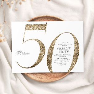 Convites Minúsculo minimalista moderno brilho do ouro 50 an