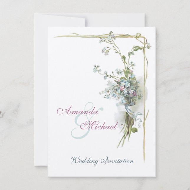 Convites Miosótis cor-de-rosa e azuis que wedding (Frente)