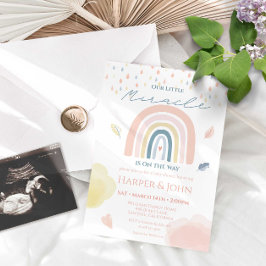 Convites Miracle Baby Pastel Rainbow Clouds Raindrods