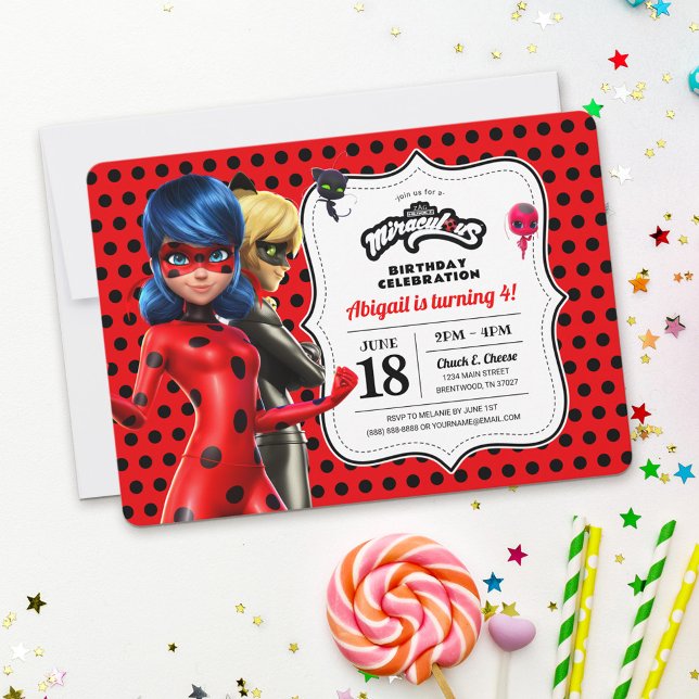 Convites Miraculoso Ladybug e Cat Noir Aniversário (Criador carregado)