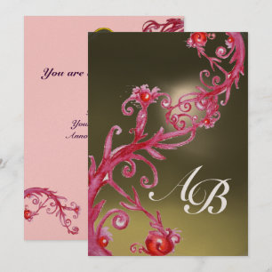 Convites MIRACULOUS BERRIES 4, MONOGRAM dourado metálico ro