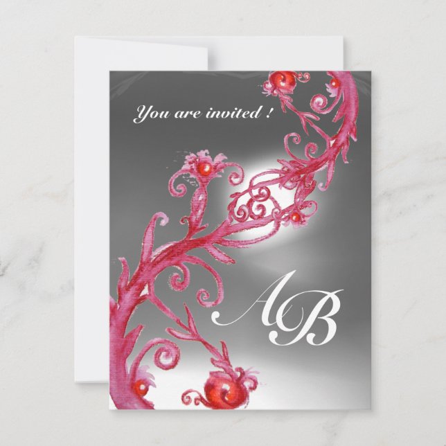 Convites MIRACULOUS BERRIES 4, MONOGRAMA cristal vermelho b (Frente)