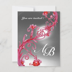Convites MIRACULOUS BERRIES 4, MONOGRAMA cristal vermelho b