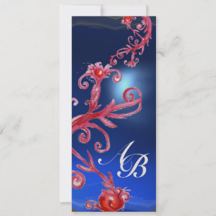 Convites MIRACULOUSAS FRUTAS 4, MONOGRAMA safira vermelho d