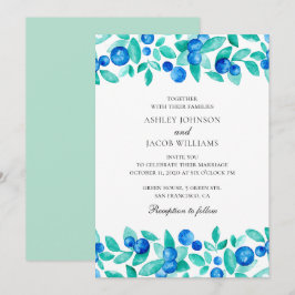 Convites Mirtilos silvestres. Casamento no jardim azul e me