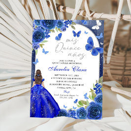 Convites Mis Quince Anos Blue Silver Rosa Quinceanera