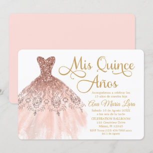 Convites Mis Quince Años Invitación de Quinceañera Rosad
