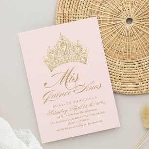 Convites Mis Quince Anos Pink Dourado Elegante