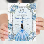 Convites Mis Quince Blue Floral Silver Crown Quinceañera<br><div class="desc">Mis Quince Blue Floral Silver Crown Quinceañera Convite 15 Anos Aniversário</div>