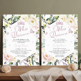 Convites Mis Quince Butterfly Floral Quinceañera Bilingual