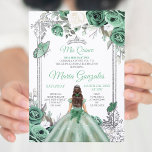 Convites Mis Quince Dusty Green & Silver Floral Quinceanera<br><div class="desc">Dusty Green & Silver Floral Quinceanera Convite Mis Quince Anos,  15 Birthday</div>