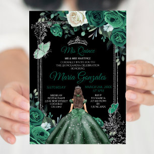Convites Mis Quince Emerald Green & Black Birthday
