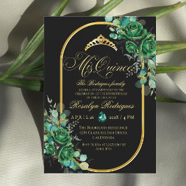 Convites Mis Quince Emerald Green flores 15 Birthday