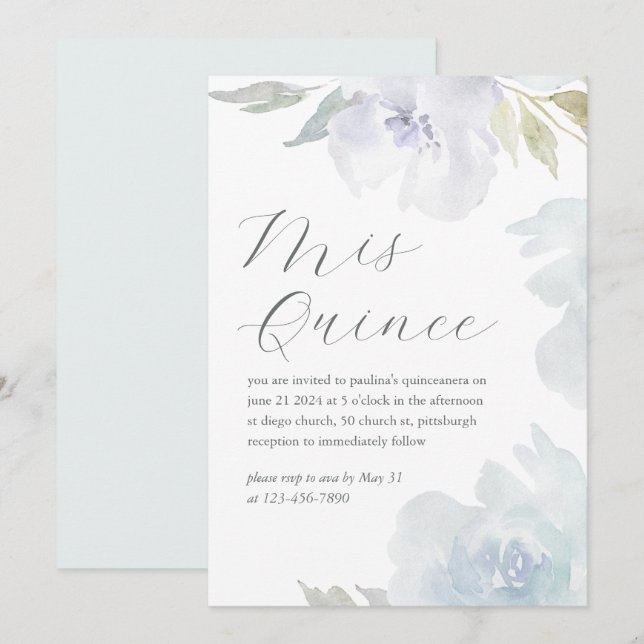 Convites Mis Quince Floral 15 Anos Aniversário Quinceañera (Frente/Verso)