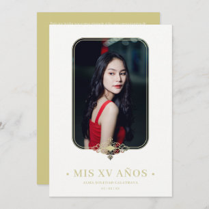 Convites Mis XV Lace Foto do Efeito Flourado do Ouro Espanh