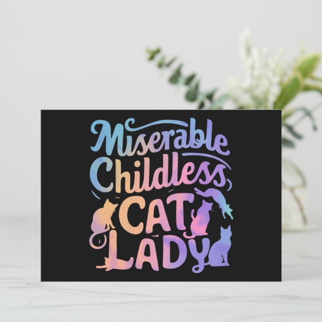 Convites Miserável Mulher Sem Filhos e com Gatos (Em pé/Frente)