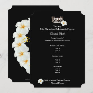 Convites Miss USA Silver Crwn Plumeria Prêmios Ball Prgm