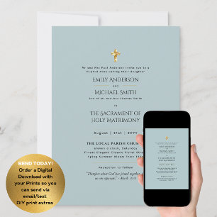 Convites Missa Nupcial Católica Sage Casamento