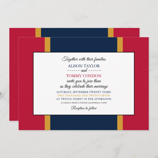 Convites Mississípian Flag, Flag of Mississippi Wedding (Frente/Verso)