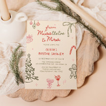 Misstletoe para Sra. Hand Drawn Chá de panela