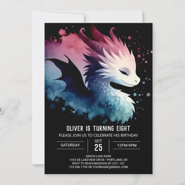 Convites Misterioso Fiery Dragon Aniversário (Frente)